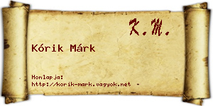 Kórik Márk névjegykártya